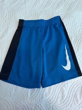 Nike Kids' Blue Athletic Shorts with Black Side Panels Sz. 5